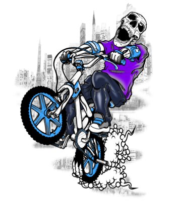 Skeleton BMX Rider City Street