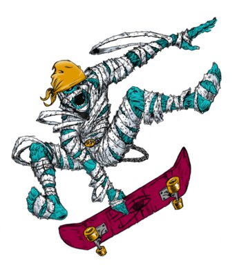 Skateboarding Mummy