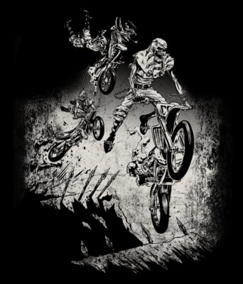 Skeleton BMX Riders Racing