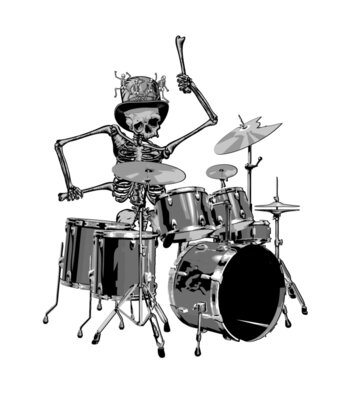 Hat Skeleton with Drum Kit 