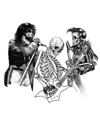 Skeleton Rock Band with Guitar