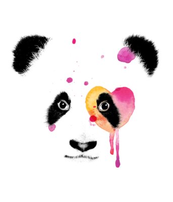 Baby Panda watercolour heart